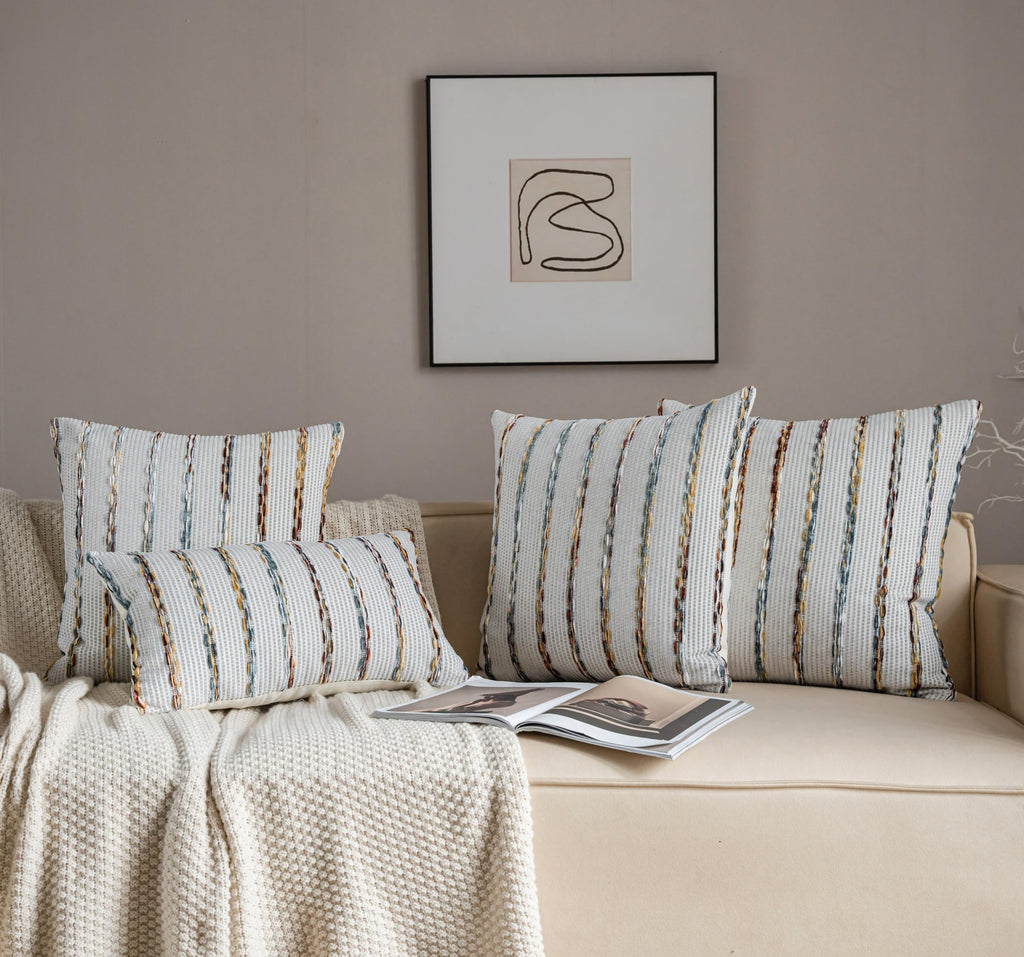 Striped Chenille Pillow Covers