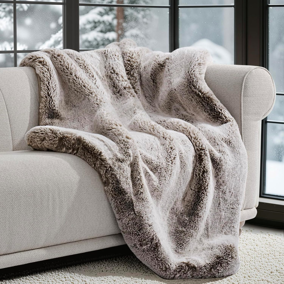 Faux Chinchilla-Fur Throw Blanket