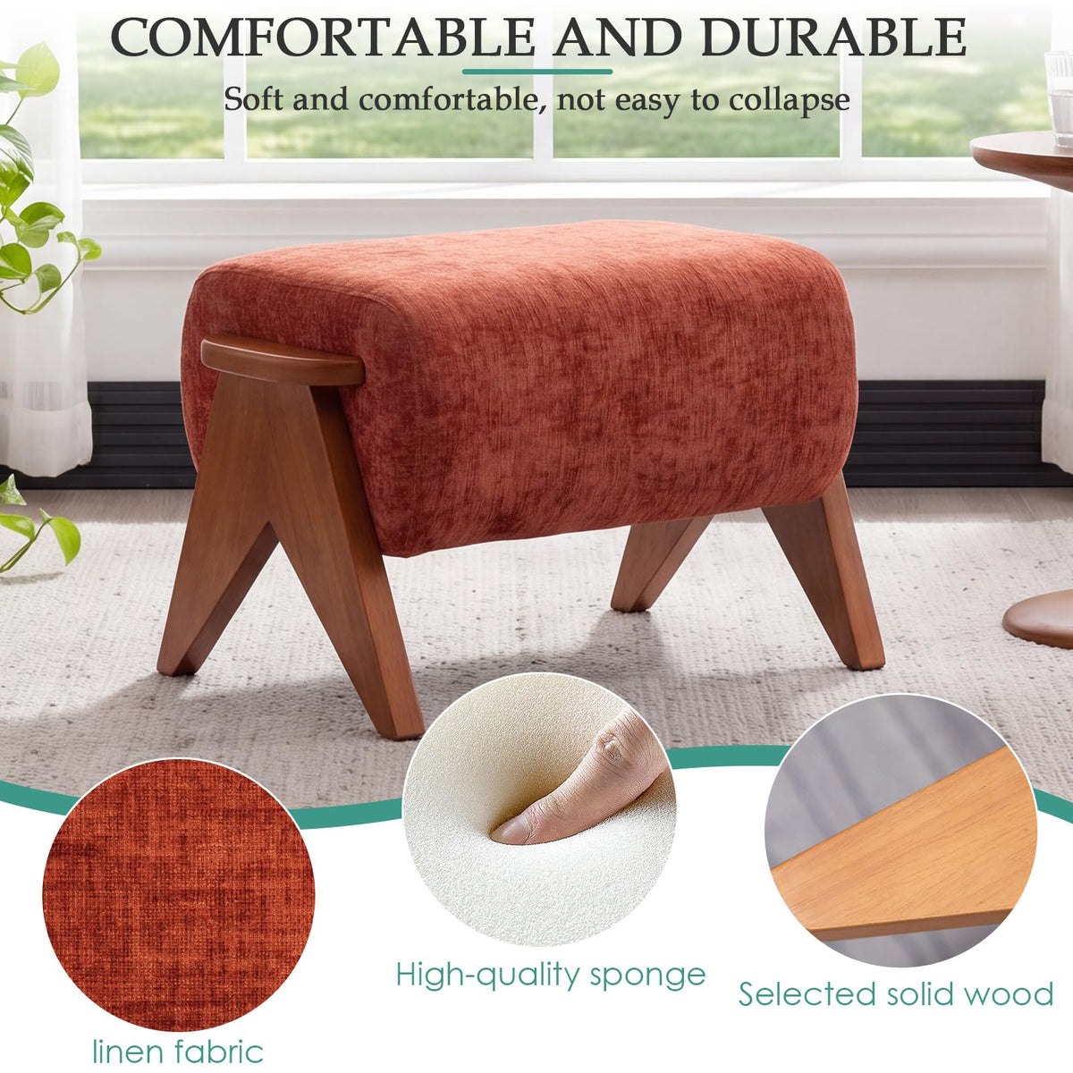 2 Pcs Home Accent Chair Mid Century Modern Accent Chair with Wood Frame
