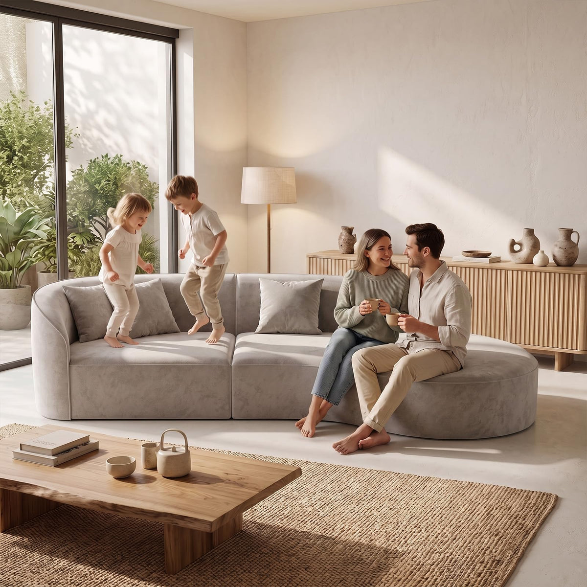 110 Inch Sectional Sofa with Deep Seat Right