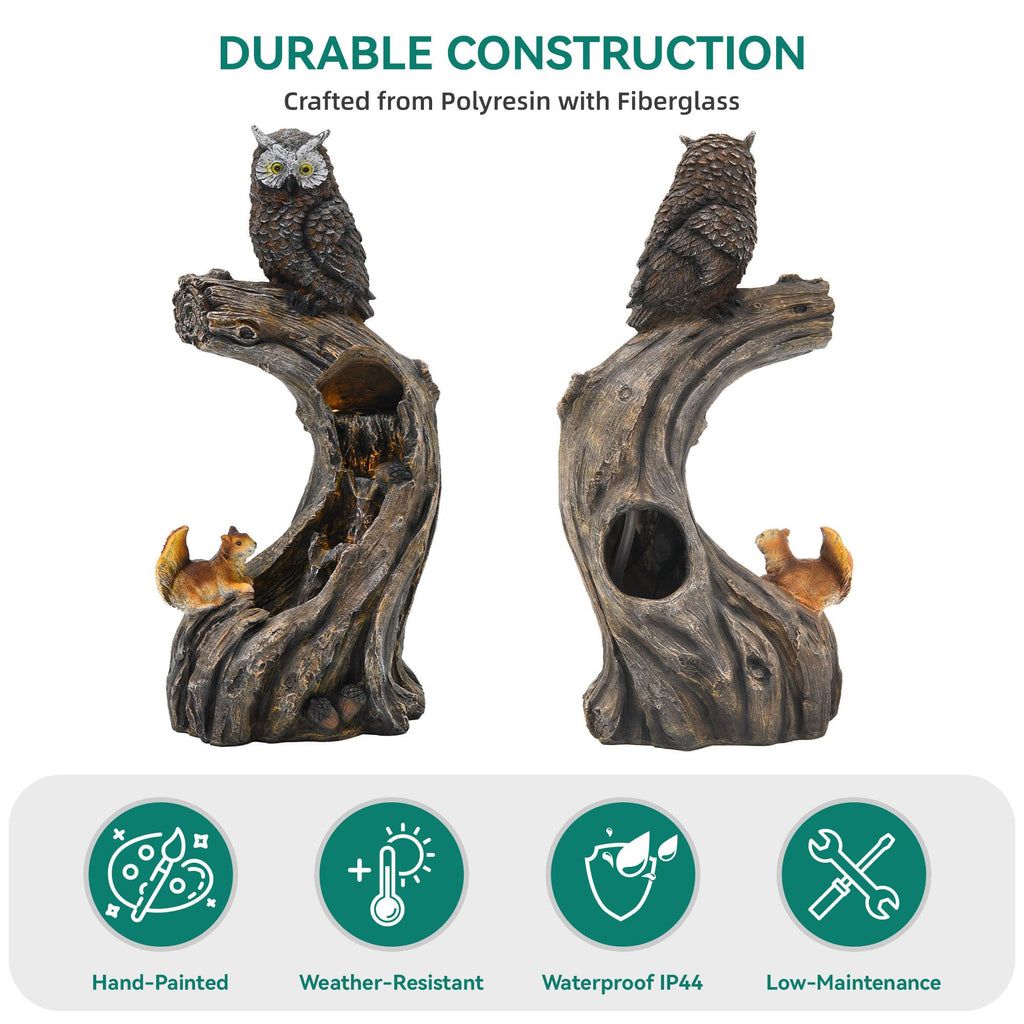 23" H Tiki Statue Outdoor Water Fountain with LED Lights