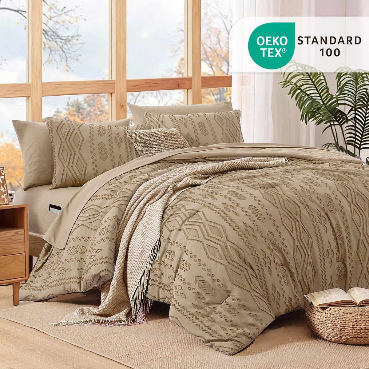 King Size Comforter Set- 7 Pieces Tufted Bed in a Bag King Bedding Sets