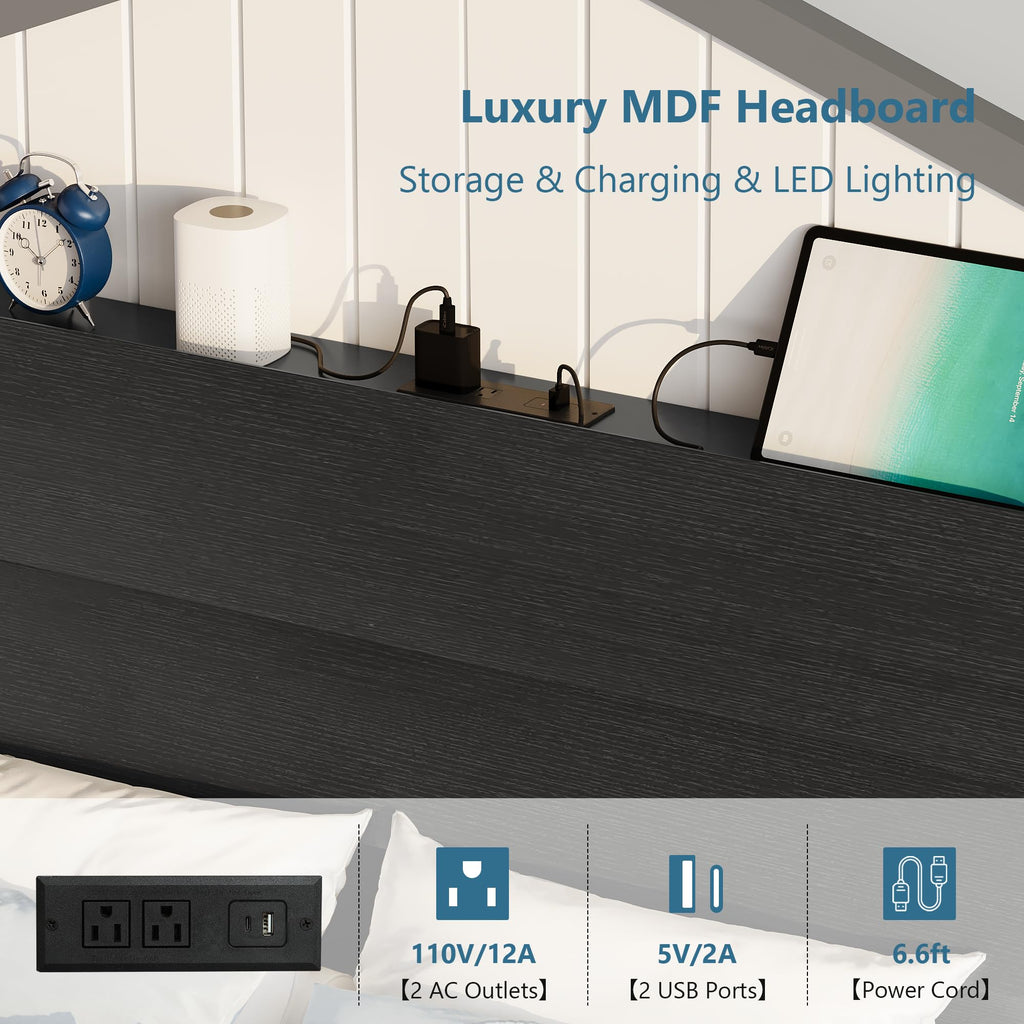 GalnFu King Size Floating Bed Frame with LED Lights