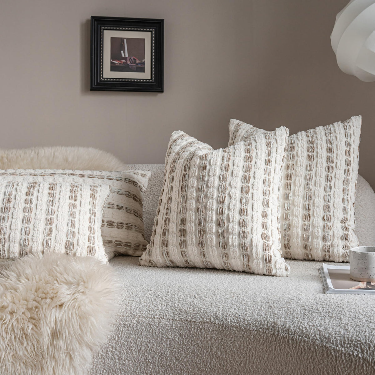 Striped Chenille Pillow Covers