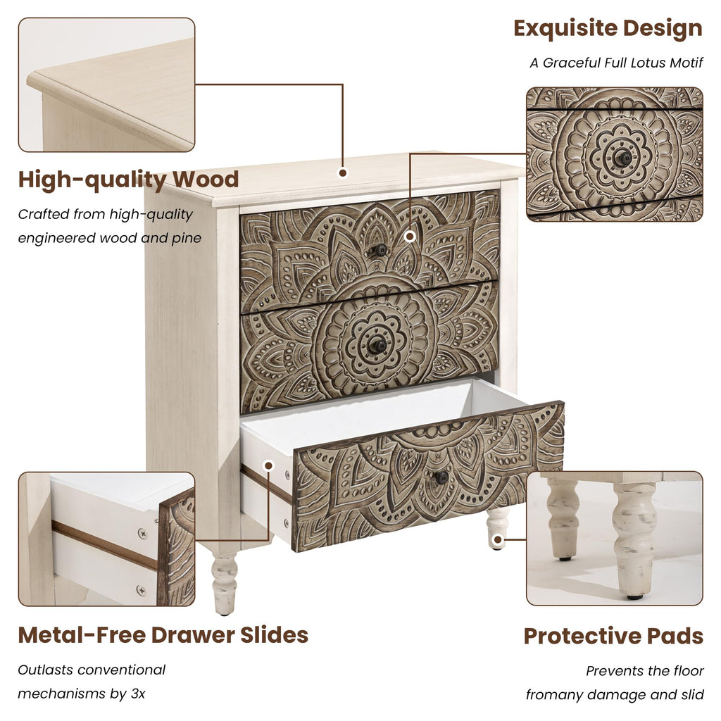 Round Three-Drawer Nightstand