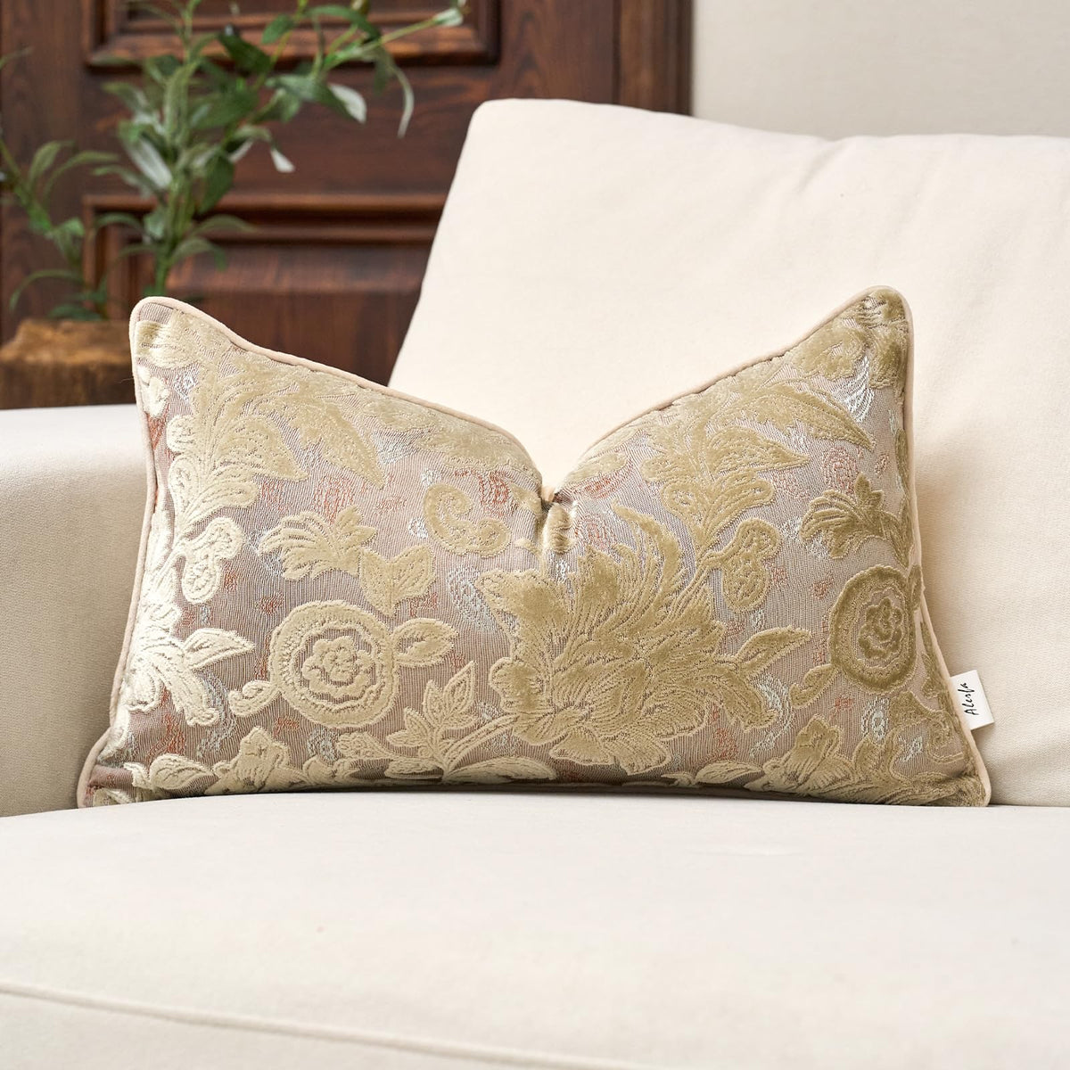 Vintage Floral Cut-Velvet Pillow Cover