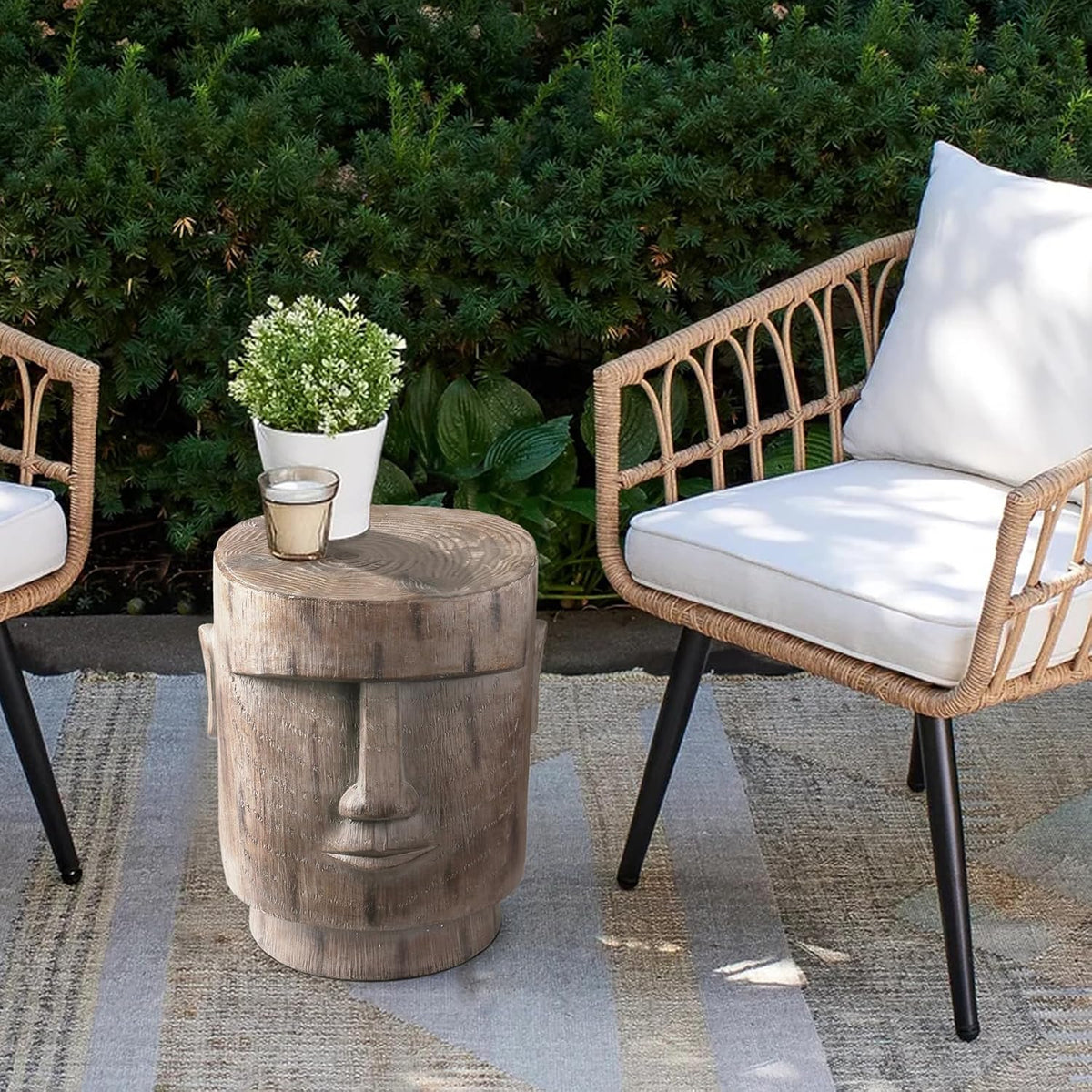 18" H Easter Island AHU Akivi Moai Statue Pedestal Side Table