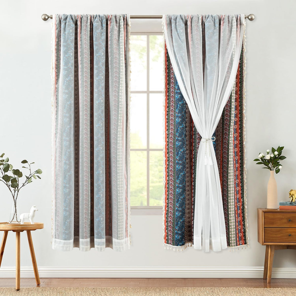Boho Geometric Tassel Curtain Panel