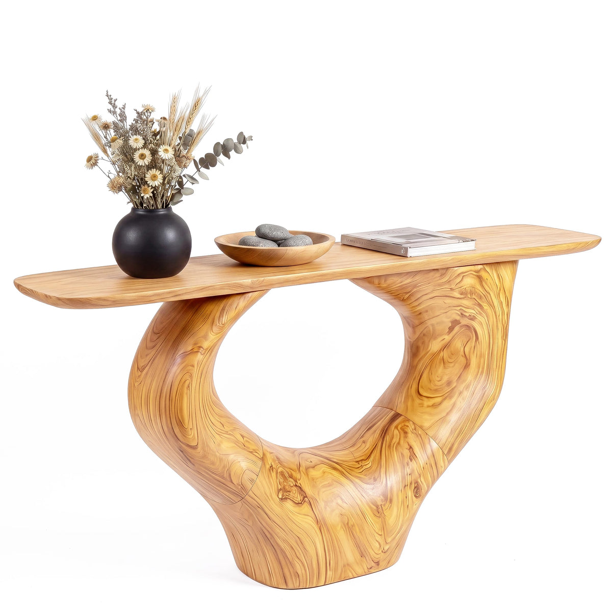 Monkey Pod Console Table No. 07, Hand-Carved Live Edge