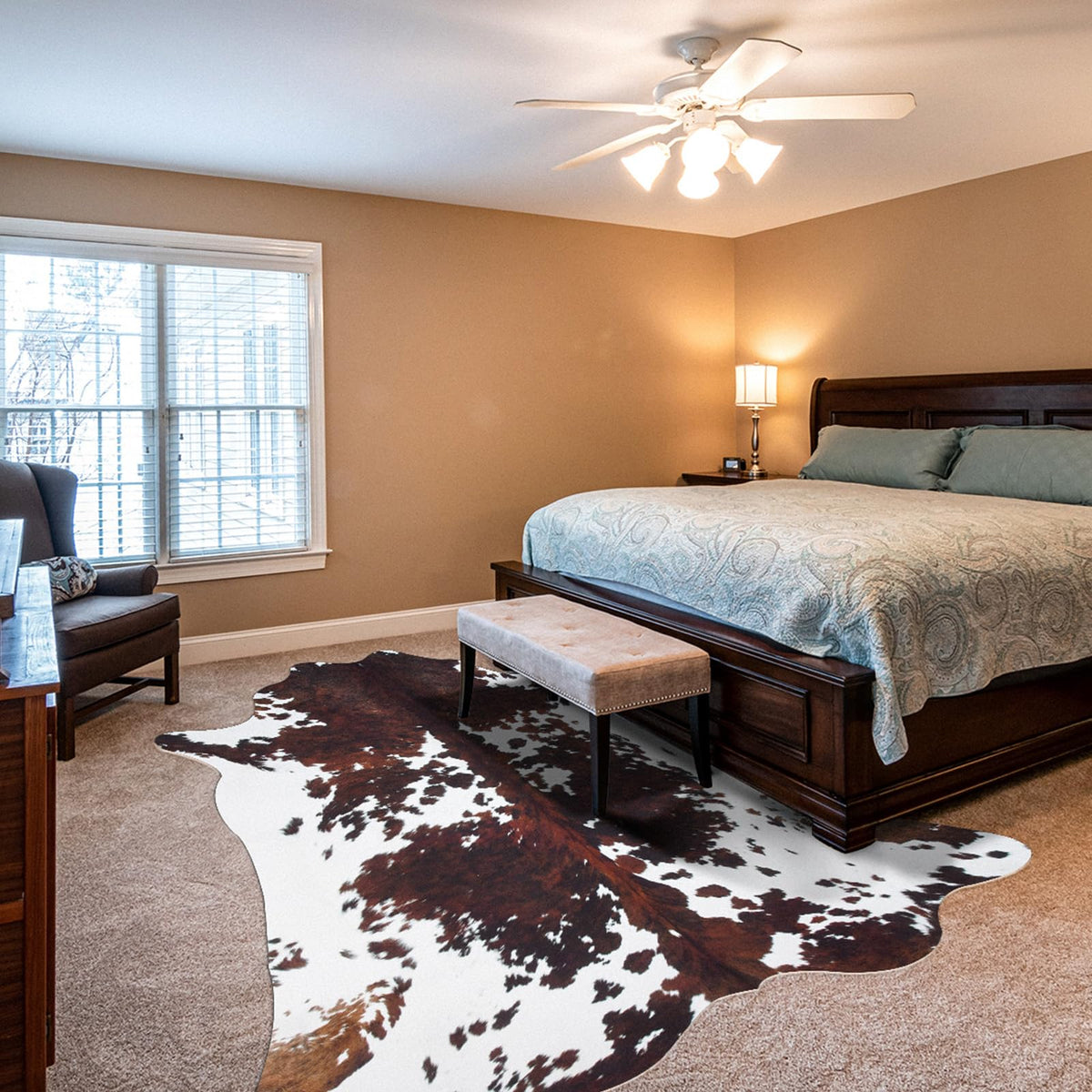 Faux Cowhide Rug 4.6x5.2 ft Cow Hide Faux Cowhide for Living Room Bedroom Dining