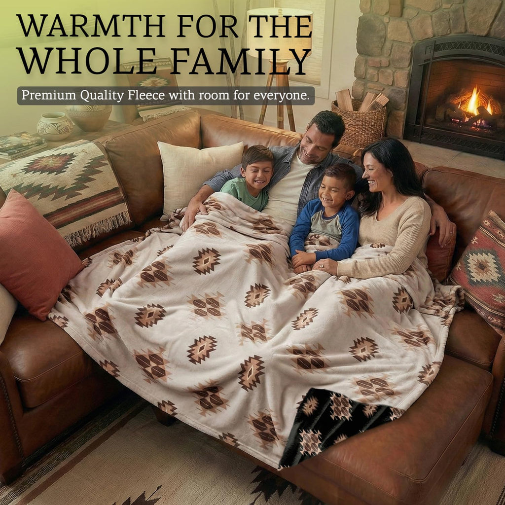 Sacred Thread Aztec Blanket Fleece, Western Blanket (Coffee Flannel) (King)