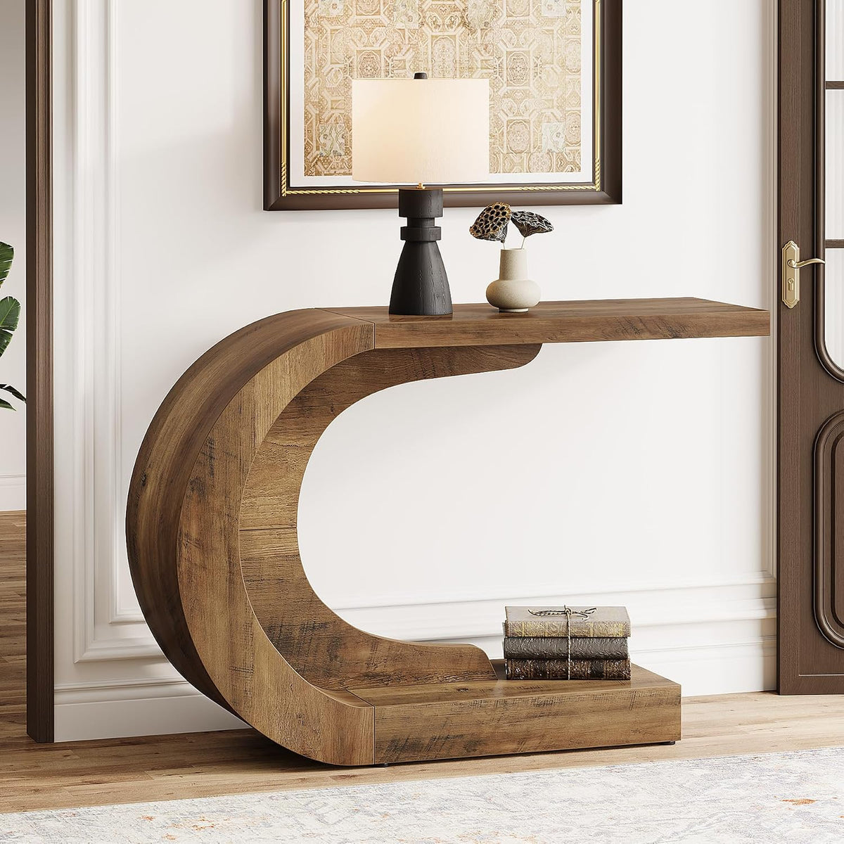 Mid-Century C-Shaped Console Table