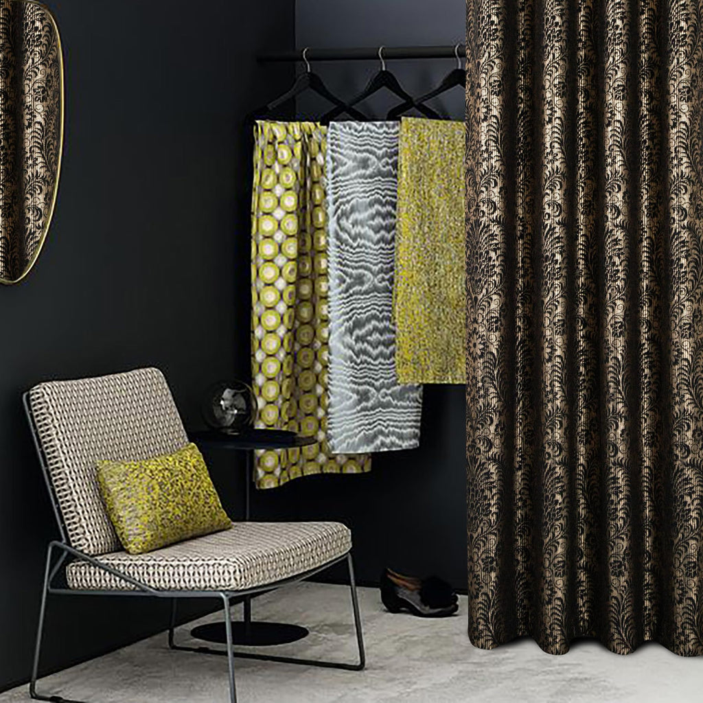 Damask Foil-Print Velvet Blackout Curtains