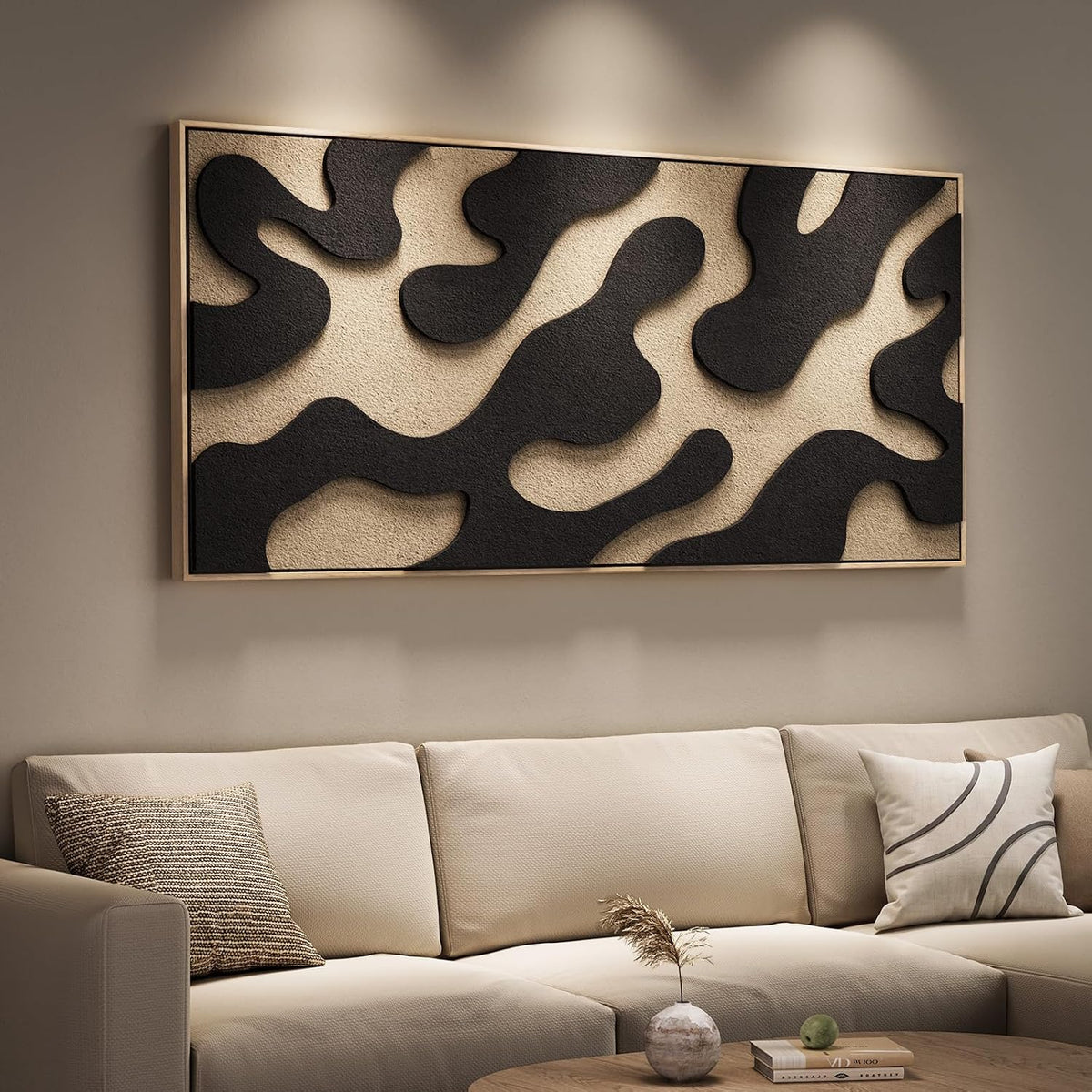 Large Horizontal Framed 3D Abstract Wall Art