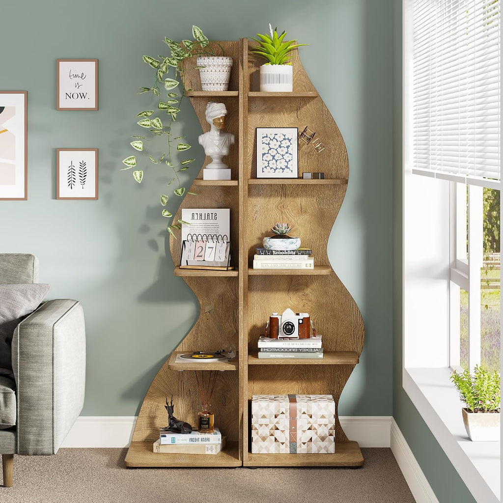 Modern Five-Tier Corner Bookshelf