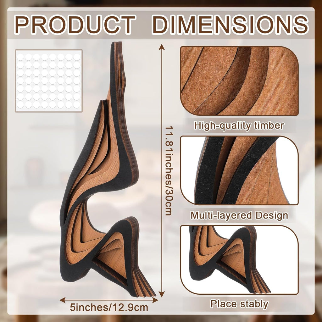 Fumete Mid-Century Modern Wood Abstract Sculpture Wooden Curved Art