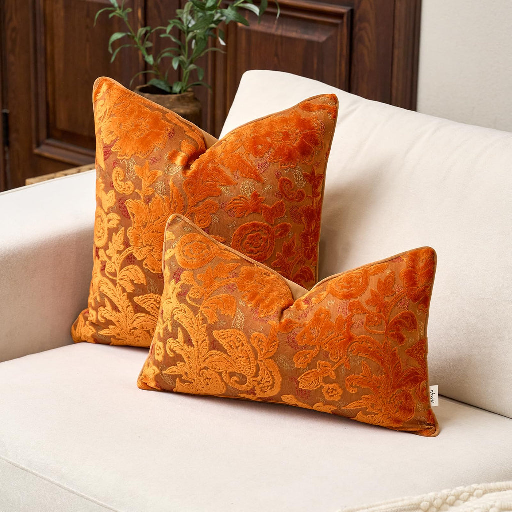Vintage Floral Cut-Velvet Pillow Cover