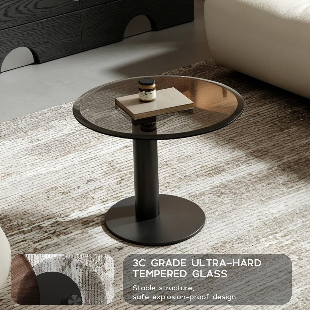 Walnut Nesting Coffee Table Set with Glass Side Table
