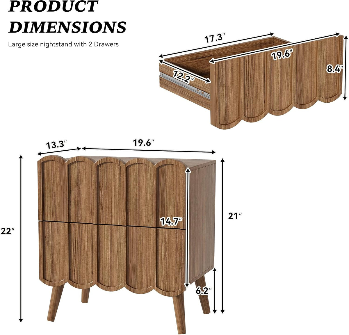 Fluted Nightstand
