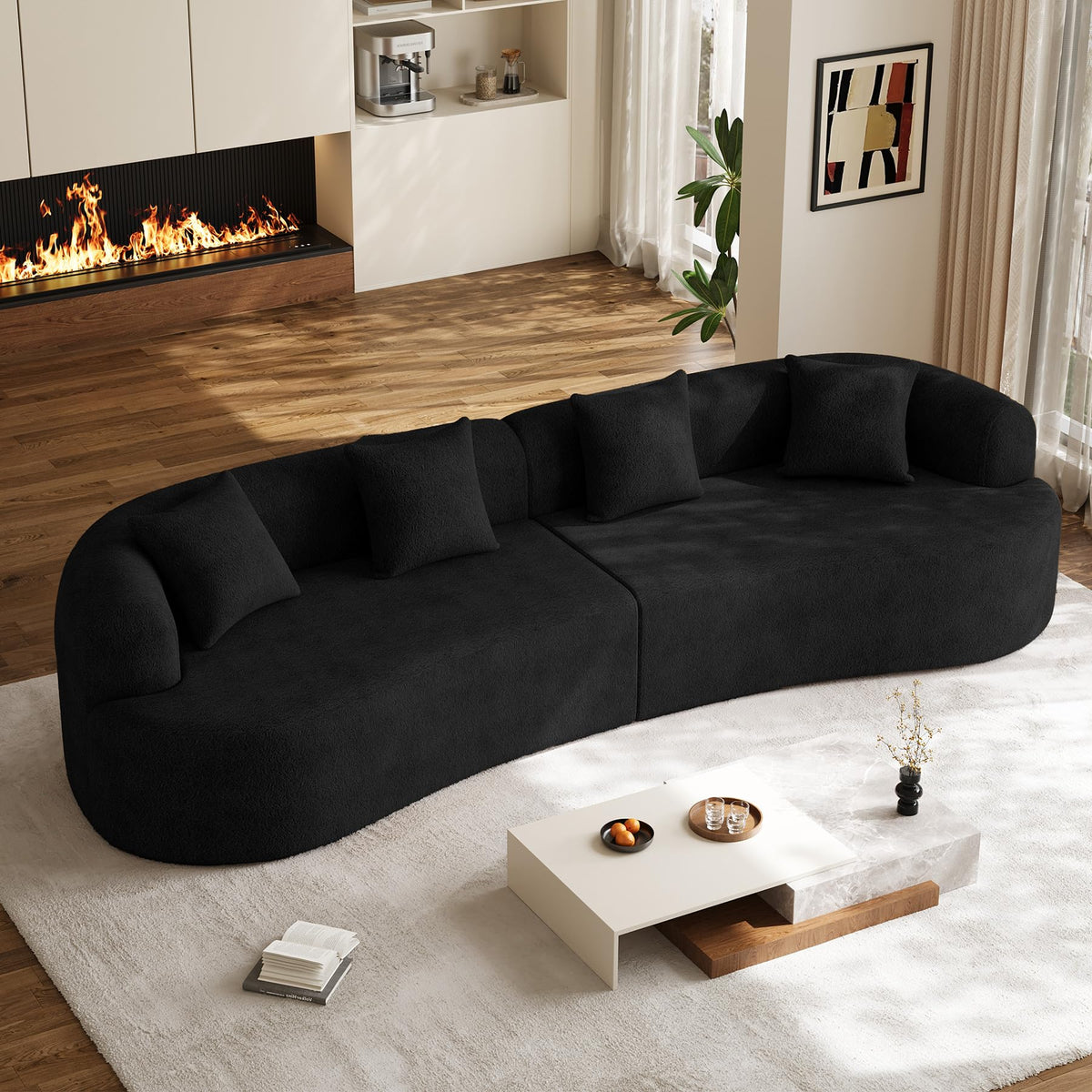 Oversized Chenille Cloud Sectional with Pillows