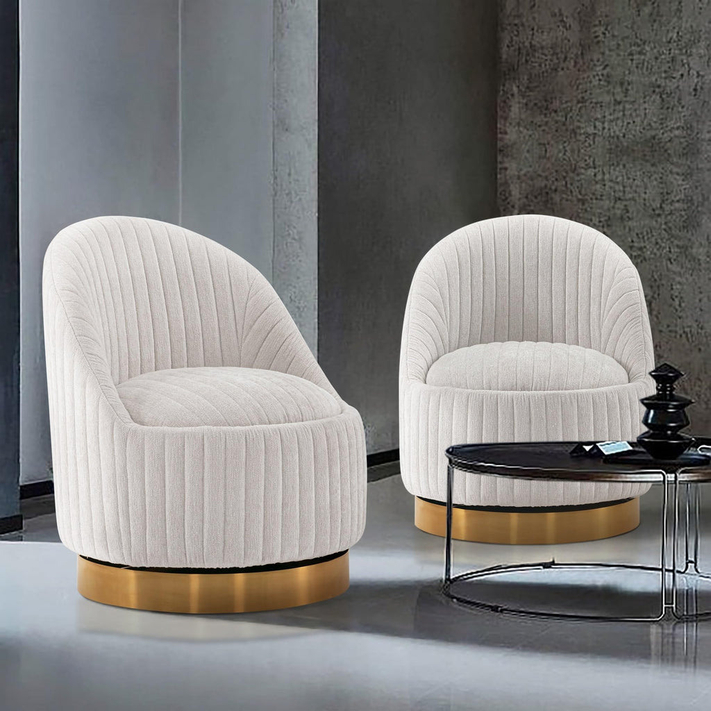 Manhattan Comfort Leela Modern Swivel Accent Chair in Luxurious Boucle Upholstery