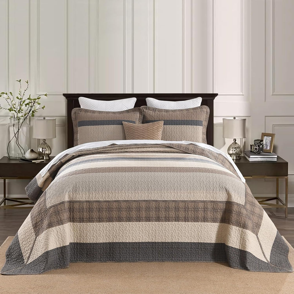 SahSahCasa 128"x120" 100% Cotton Oversized California King XL Bedspread Coverlet