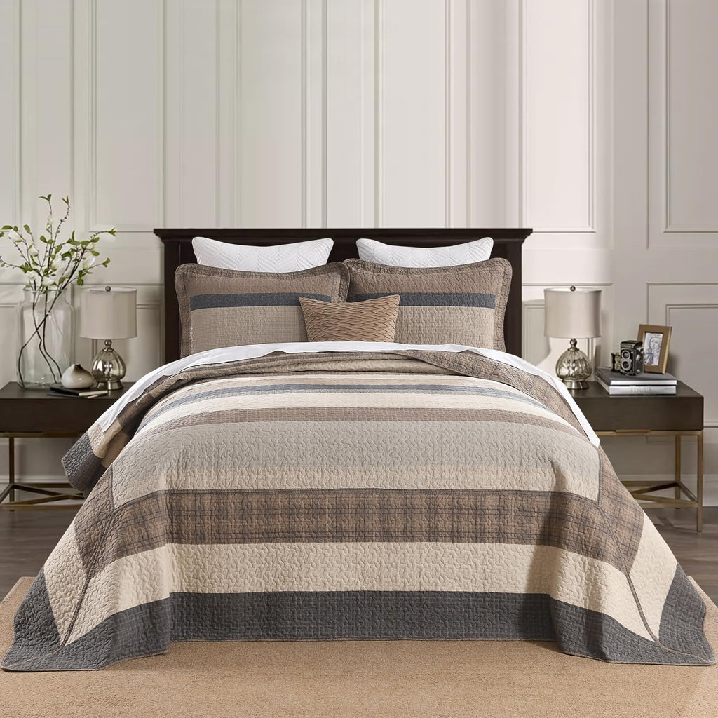 SahSahCasa 128"x120" 100% Cotton Oversized California King XL Bedspread Coverlet