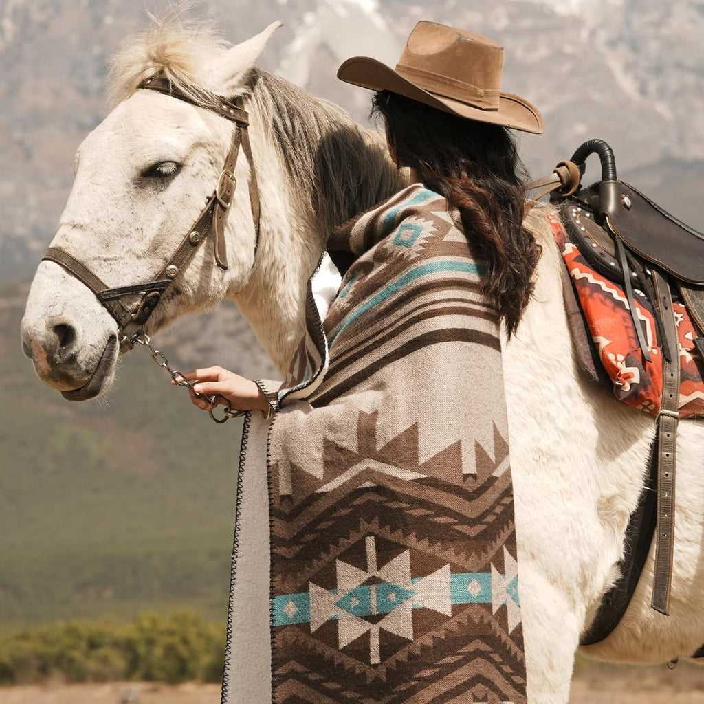 Aztec Sherpa-Lined Throw Blanket