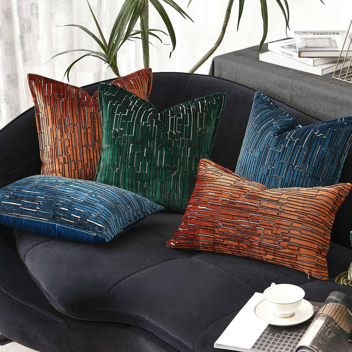 Luxury Brown Cut Pile Velvet Pillow Covers 18x18 with Raised Textured Pattern(Not a