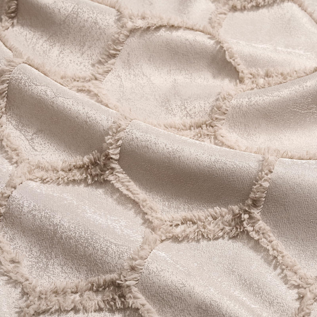 Cream Beige Geometric Jacquard Curtains, Set of Two