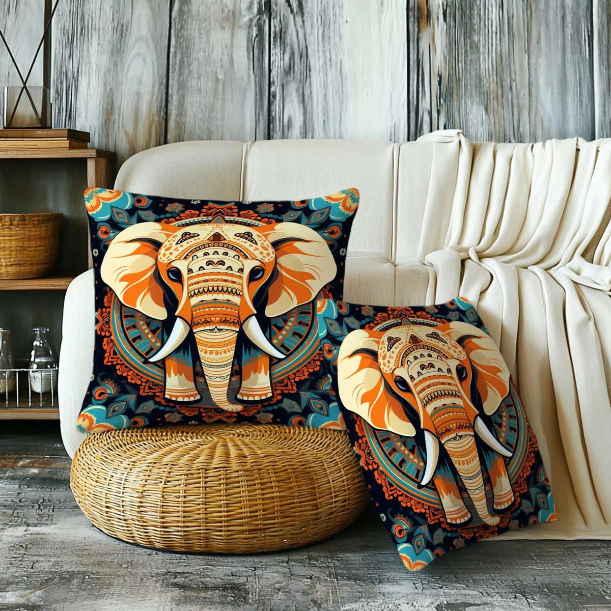 Firmiso Rust Orange Mandala Throw Pillow Covers 18x18 Set of 2