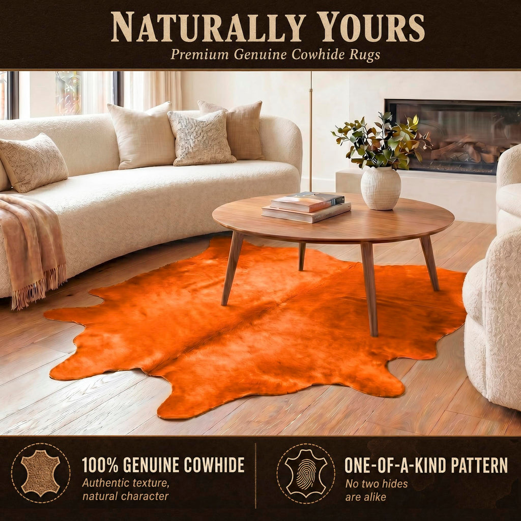 Natural Geneva Cowhide Area Rug, Off-White, 6 ft x 7 ft