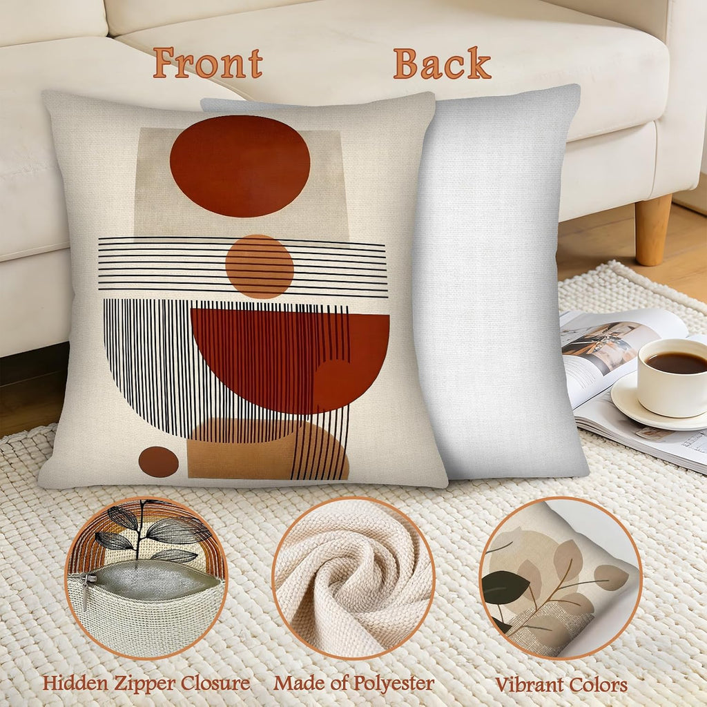 Boho Throw Pillows Covers 18X18 Set of 4, Terracotta Cushion