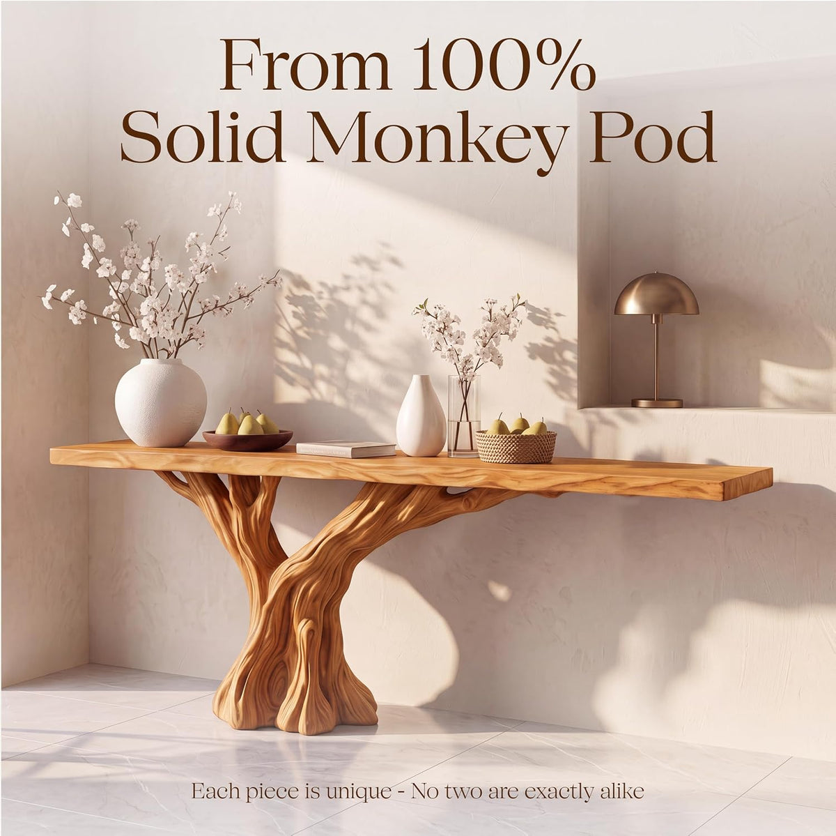 Hand-Carved Monkey Pod Console Table