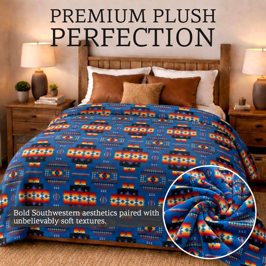 Sacred Thread Aztec Blanket Fleece, Western Blanket (Coffee Flannel) (King)