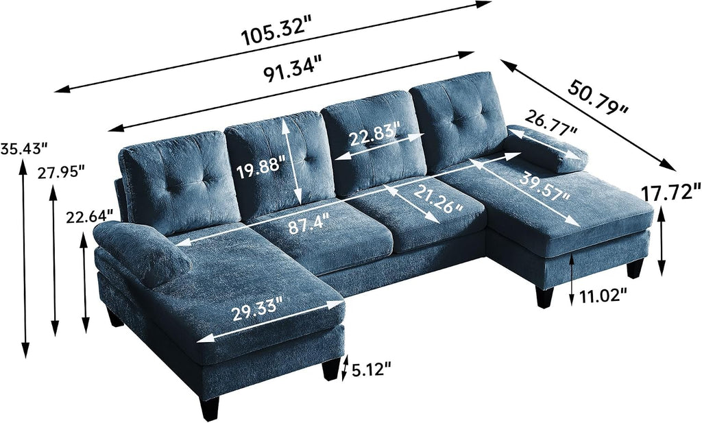 105" Sectional Sofa Couch