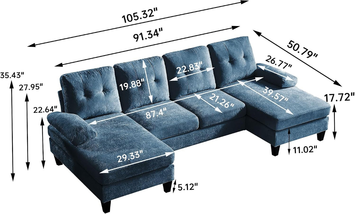 105" Sectional Sofa Couch