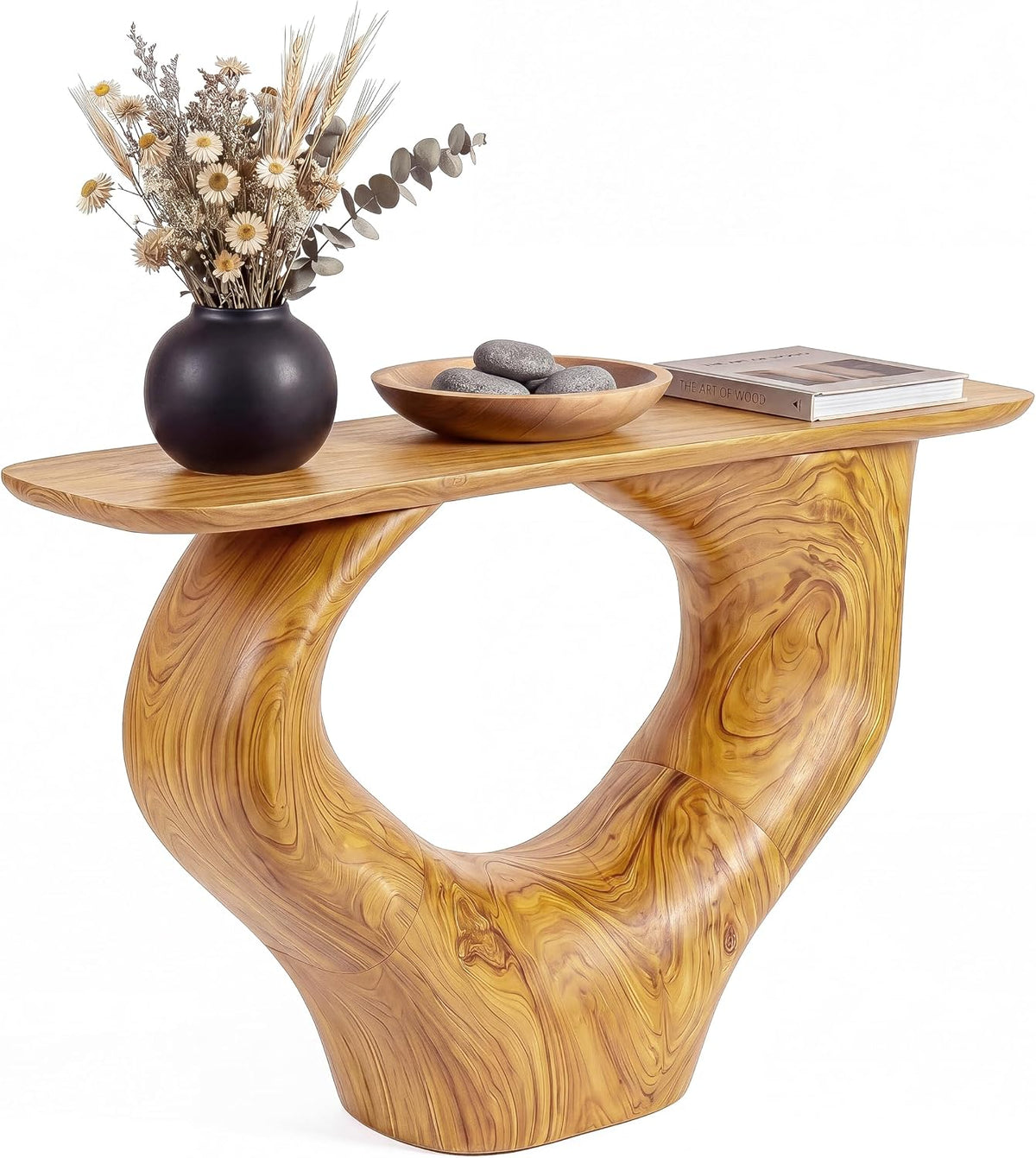 Monkey Pod Console Table No. 07, Hand-Carved Live Edge