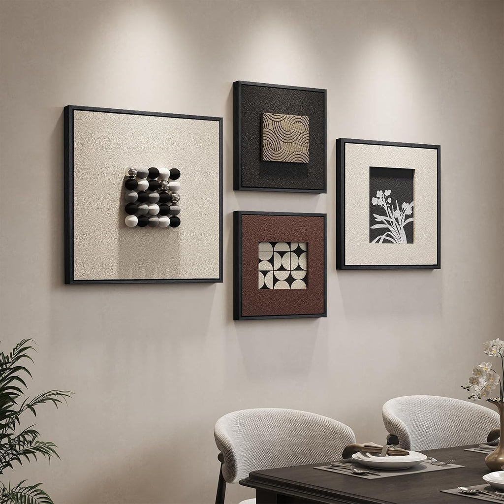 Framed 3D Textured Abstract Wall Art Set