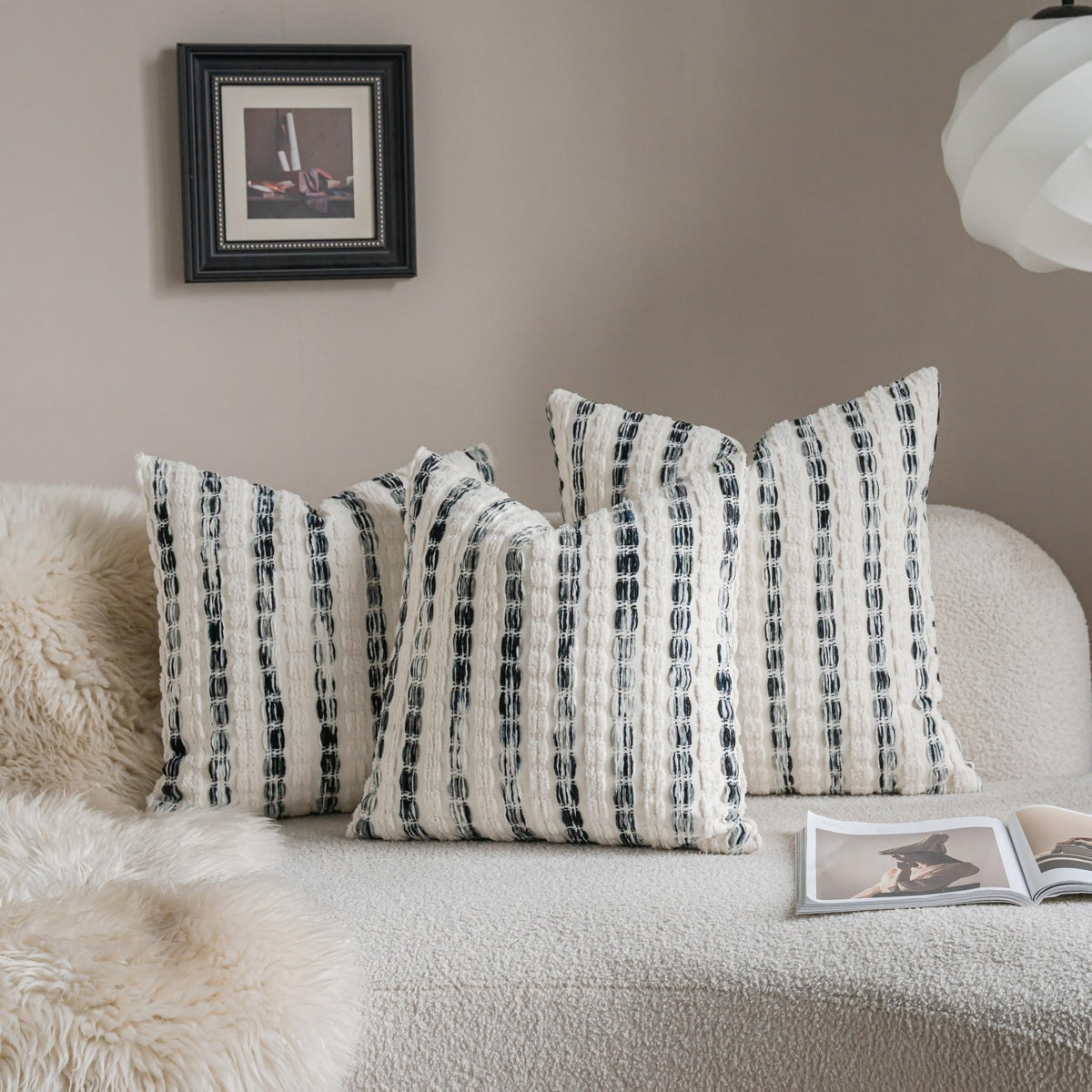 Striped Chenille Pillow Covers