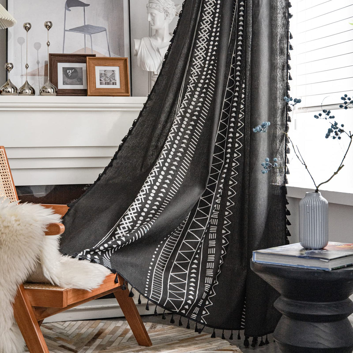 Boho Tassel Curtains, Set of Two