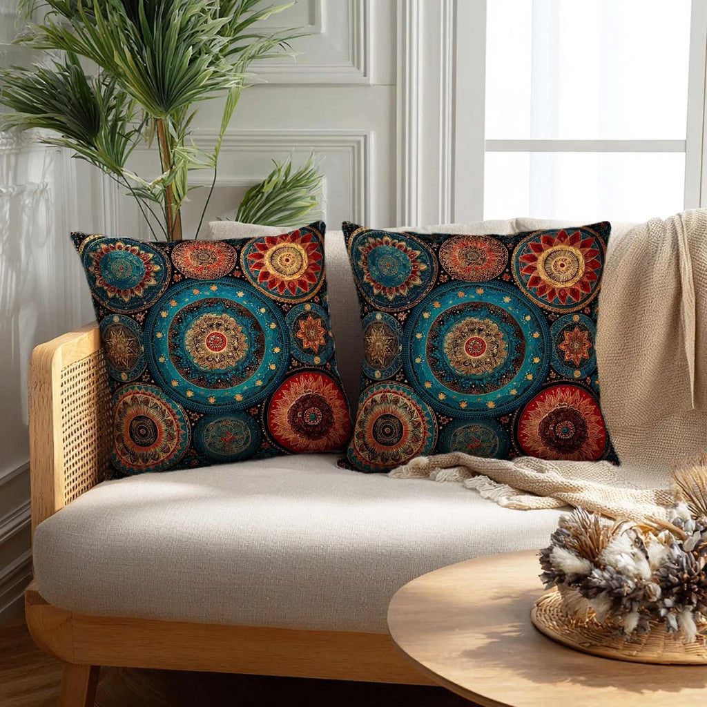Firmiso Rust Orange Mandala Throw Pillow Covers 18x18 Set of 2