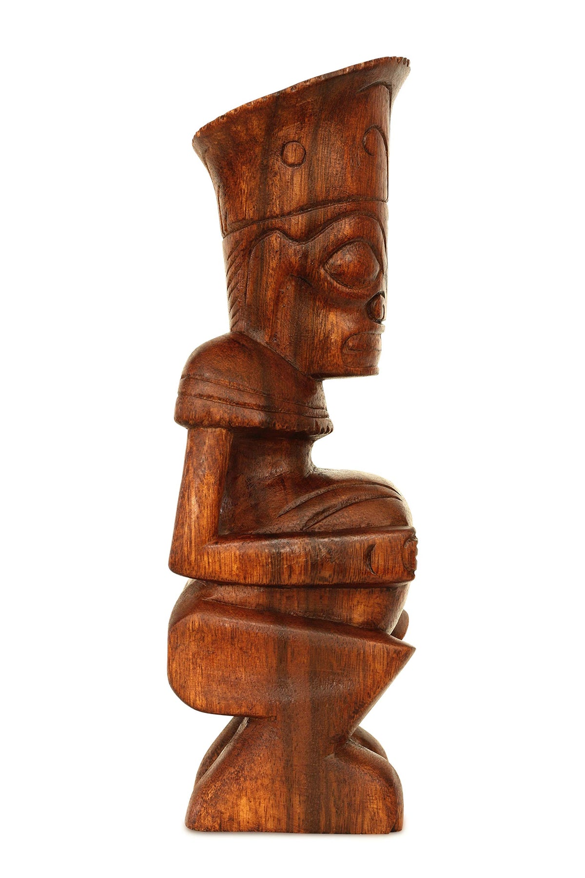 G6 Collection Handmade Wooden Primitive Tattoo Face Tribal Statue Sculpture Tiki
