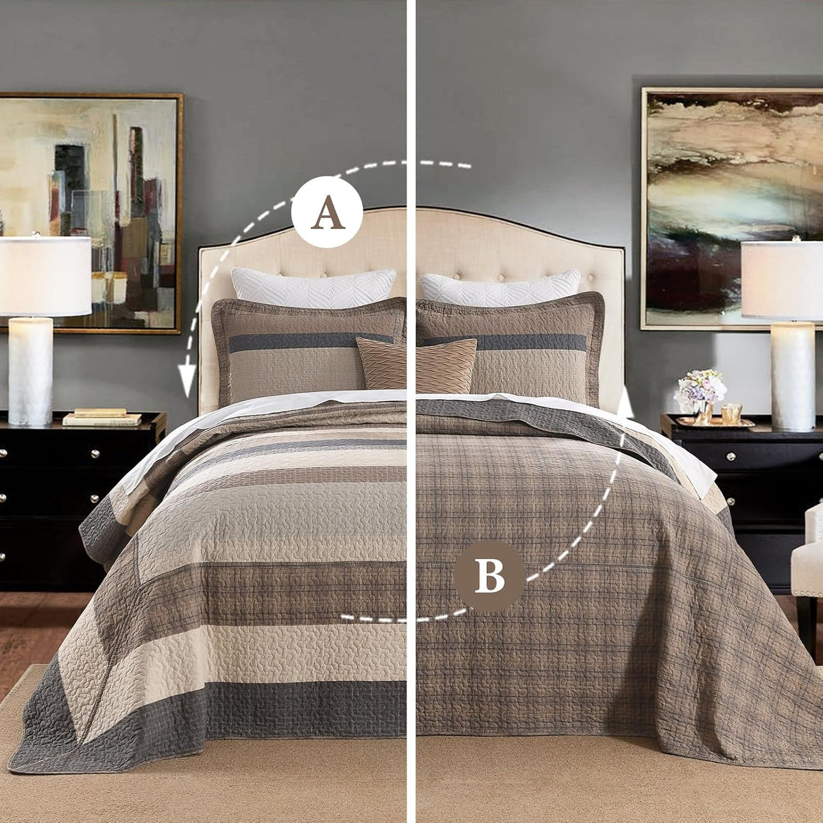 SahSahCasa 128"x120" 100% Cotton Oversized California King XL Bedspread Coverlet