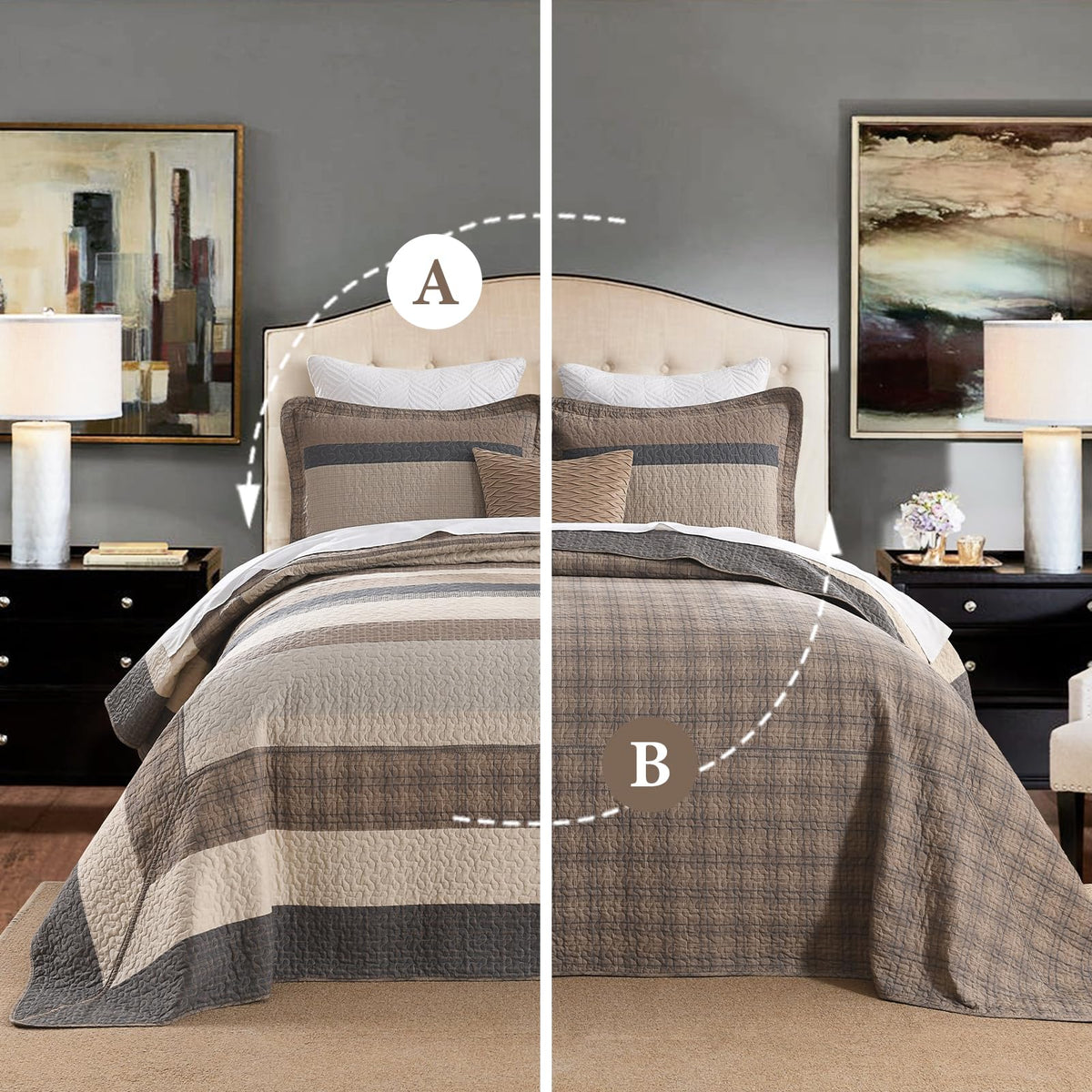 SahSahCasa 128"x120" 100% Cotton Oversized California King XL Bedspread Coverlet