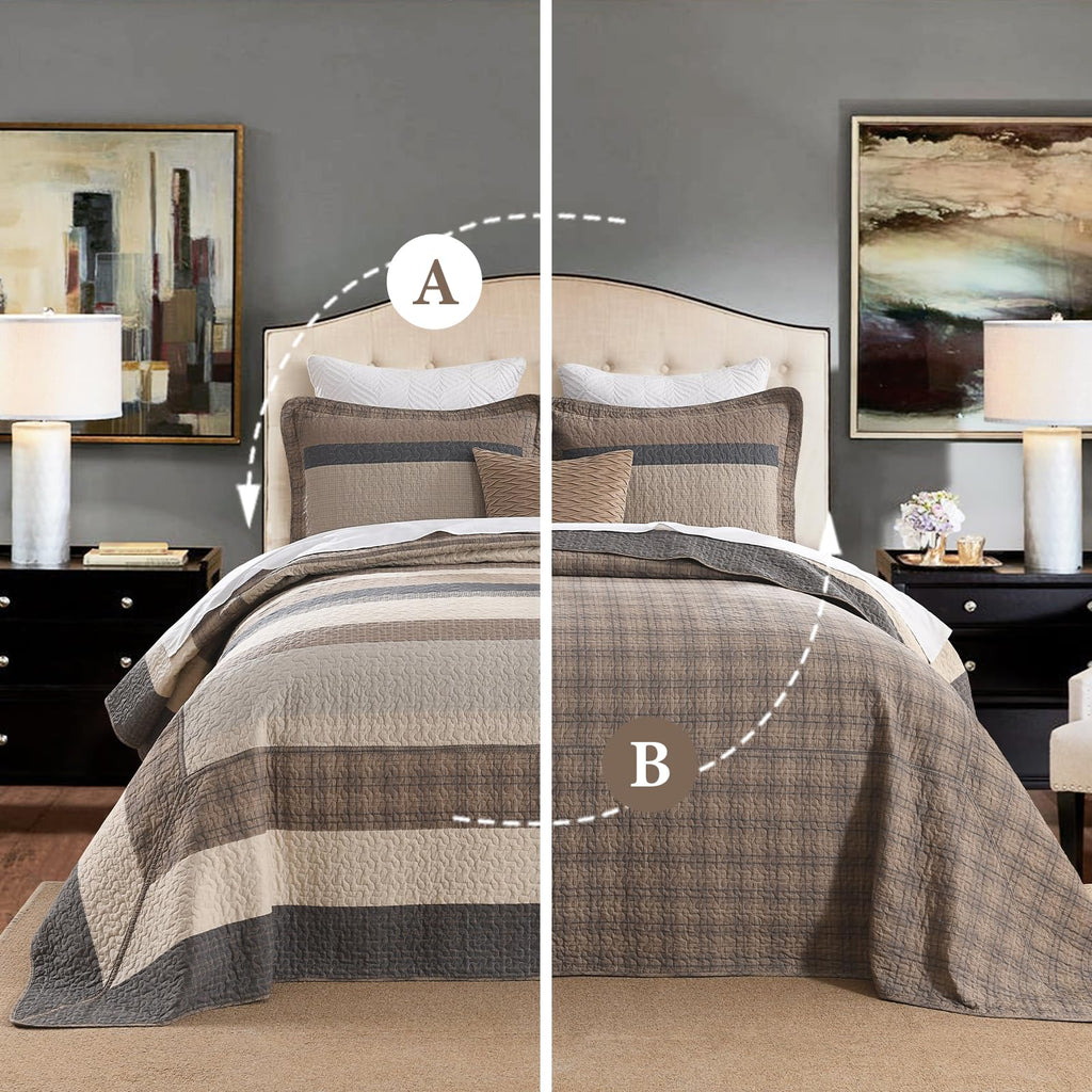 SahSahCasa 128"x120" 100% Cotton Oversized California King XL Bedspread Coverlet