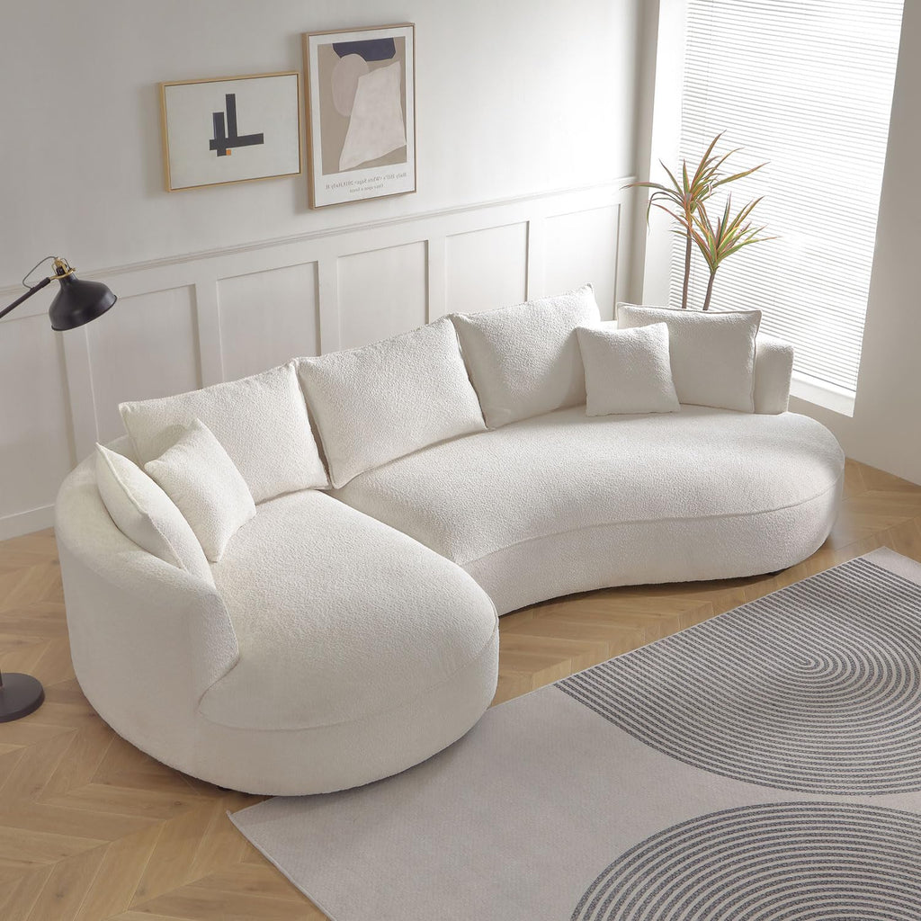 102.36" Curved Sectional Sofa, Gray Velvet 4-Seat Couch