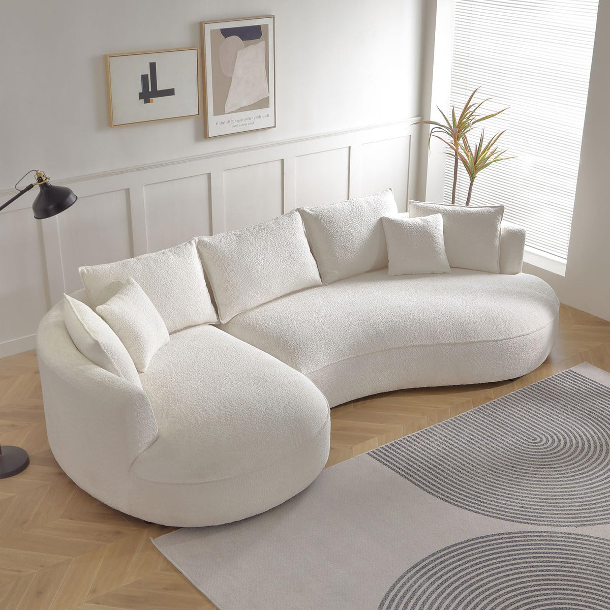 102.36" Curved Sectional Sofa, Gray Velvet 4-Seat Couch