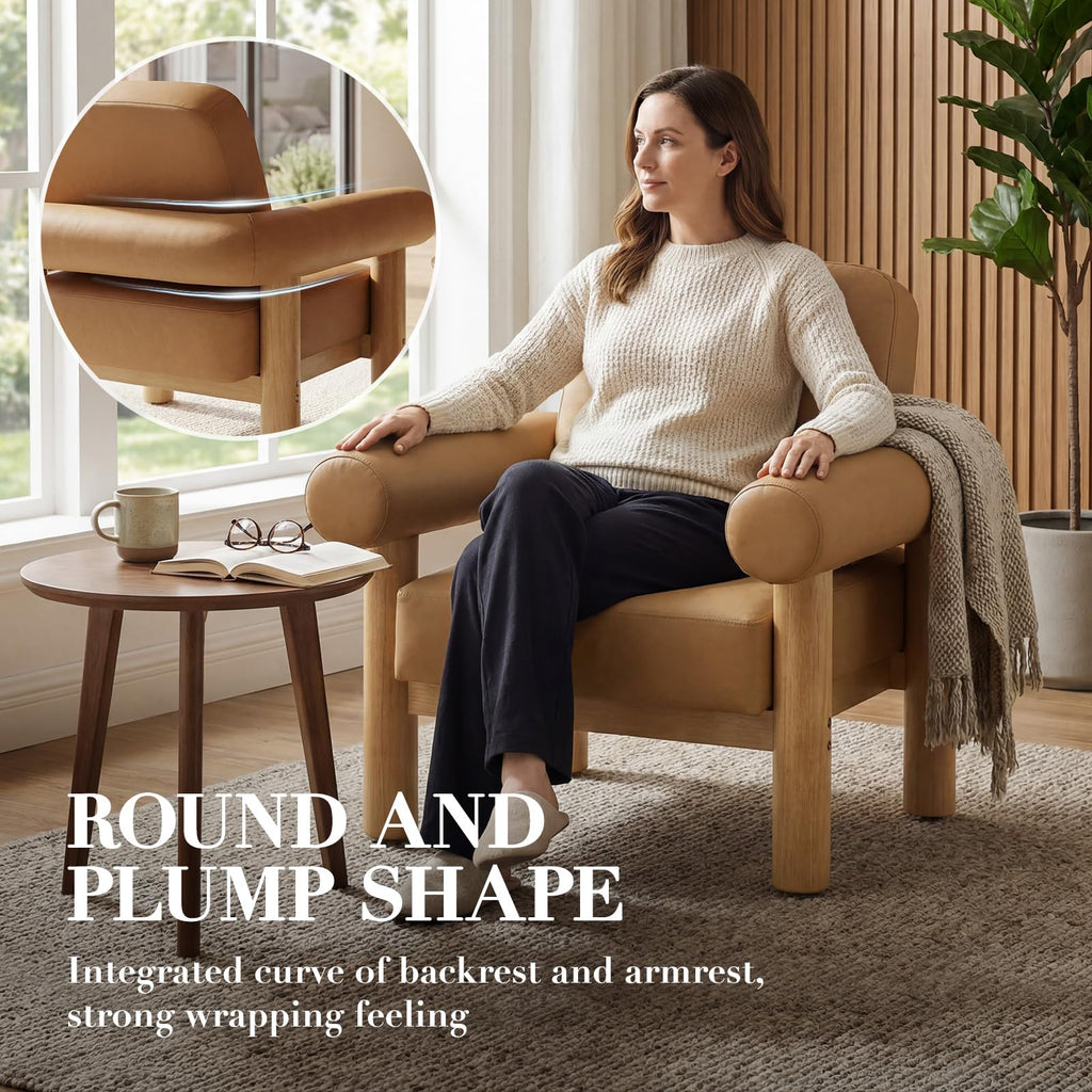 HNY Mid-Century Boucle Barrel Chair, Beige