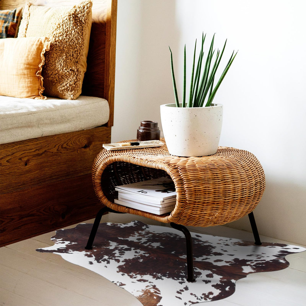 Faux Cowhide Rug 4.6x5.2 ft Cow Hide Faux Cowhide for Living Room Bedroom Dining